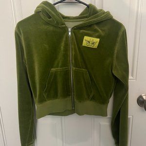 Green Velour Boys Lie Zip Up Hoodie